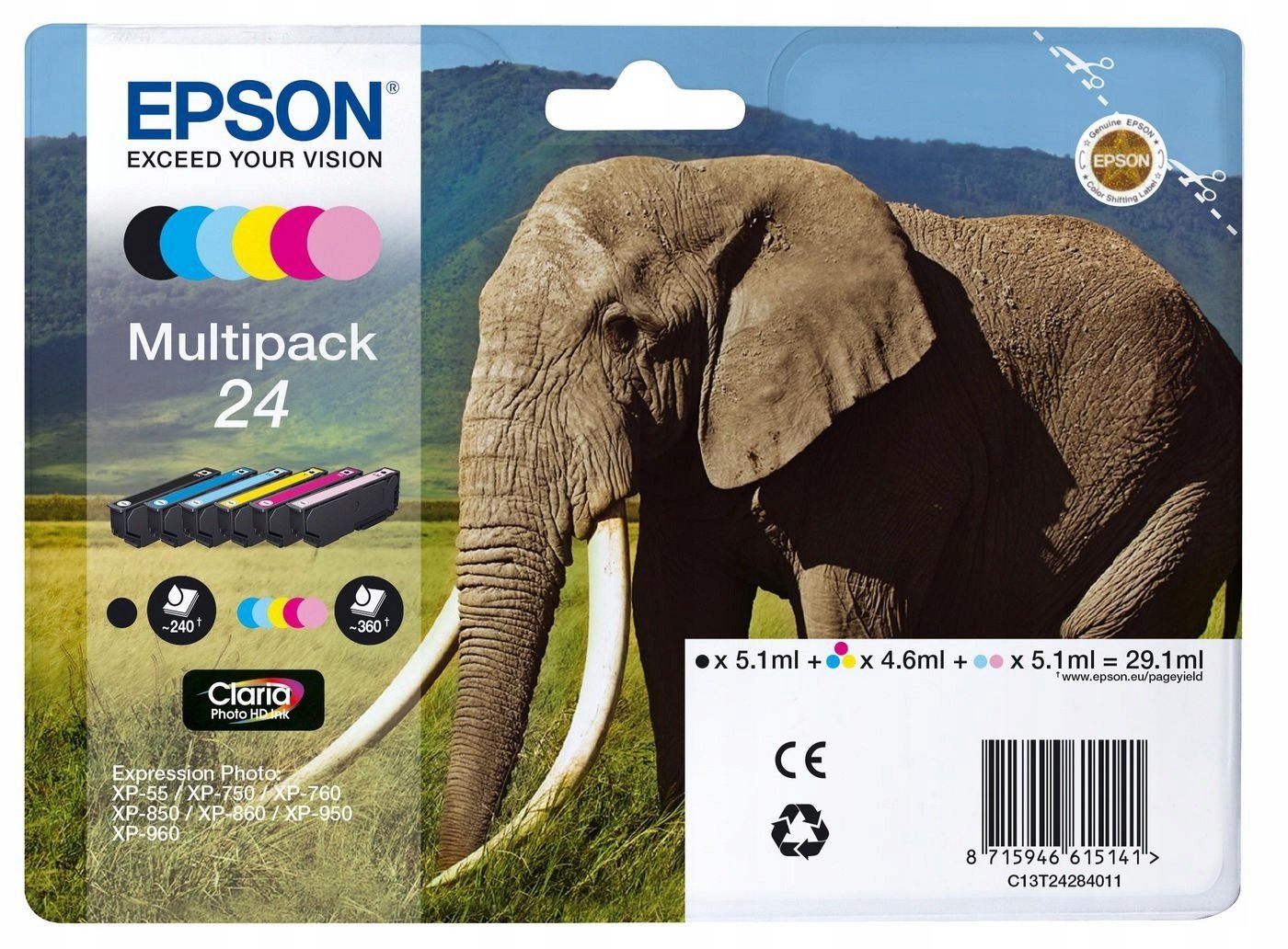 Tisk Epson Multipack 6-colours 24 Claria Photo Hd