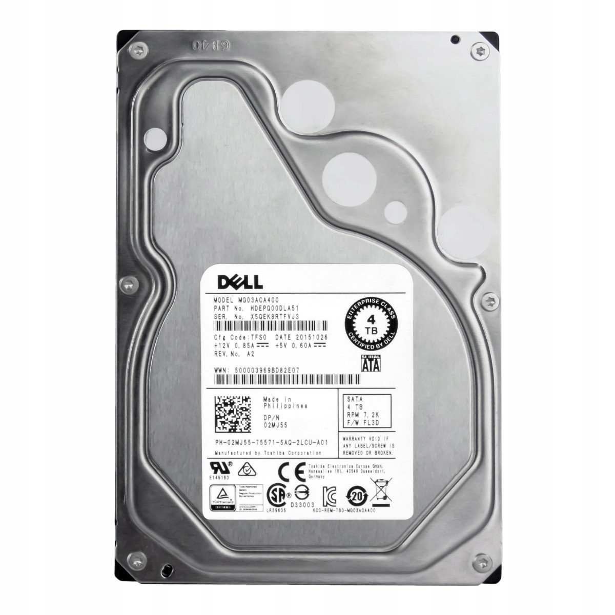 Dell 02MJ55 4TB 7.2K 64MB Sata III 3.5' MG03ACA400