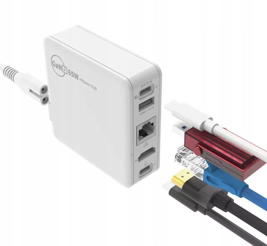 Nabíječka Gan 65W Dokovací stanice Hdmi 4K RJ45 Usb