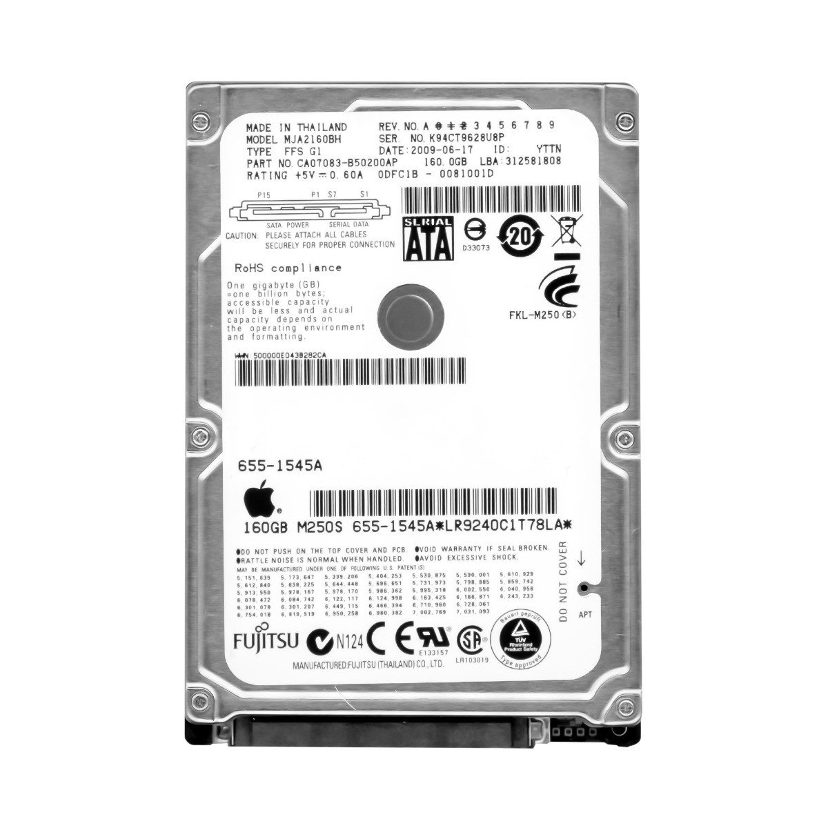 Apple 655-1545A 160GB 5.4k Sata II 2.5'' MJA2160BH