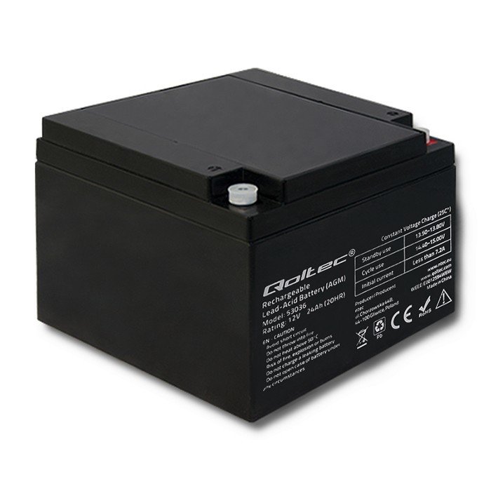 Qoltec Baterie Agm 12V 24Ah max 360A