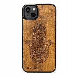 Dřevěné Pouzdro Pro Iphone 14 Plus Hamsa Imbuia Case