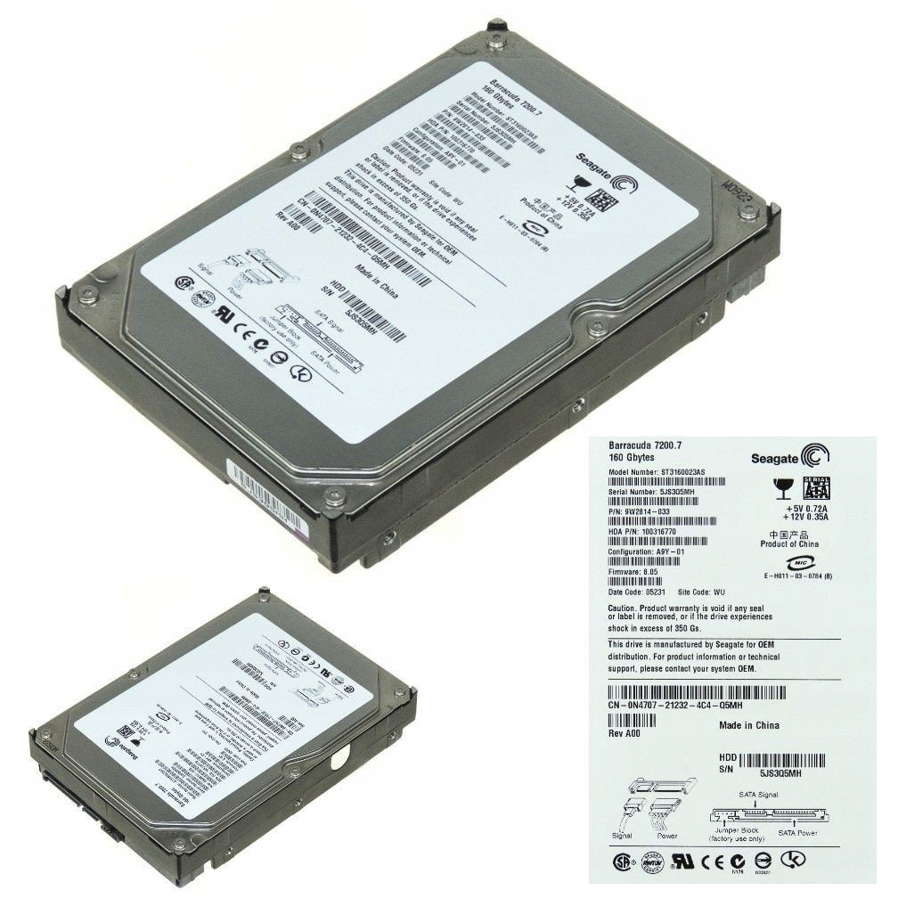 Dell 0N4707 160GB 7,2k 8MB Cache 3,5