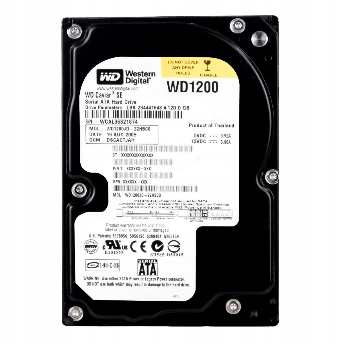 Wd Caviar 120GB 7.2K Sata 3.5'' WD1200JD-22HBC0