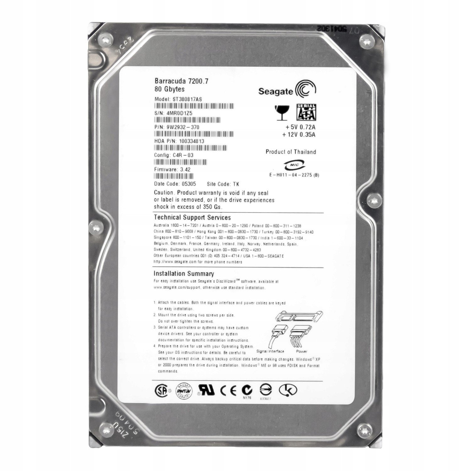 Seagate Barracuda 80GB 7.2K Sata 3.5'' ST380817AS