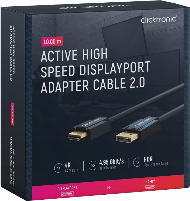 Clicktronic kabel DisplayPort Dp Hdmi 2.0 4K 10m