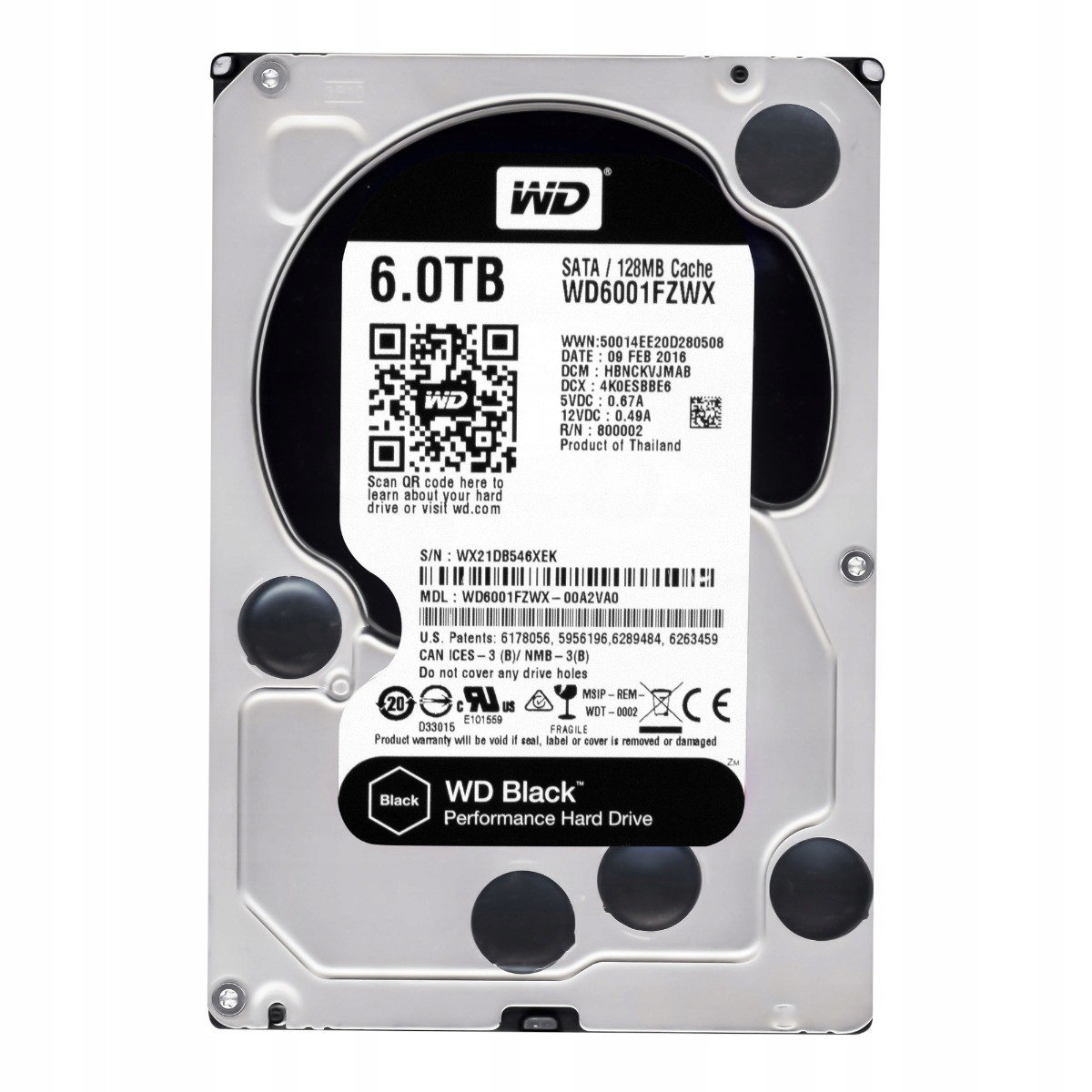 Wd Black 6TB 7.2K 128MB Sata III 3.5'' WD6001FZWX