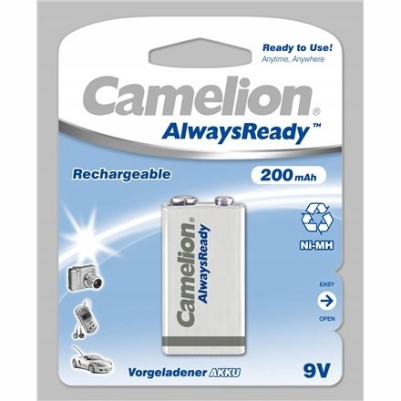 Camelion 9V/6HR61, 200mAh, AlwaysReady Rechargeao