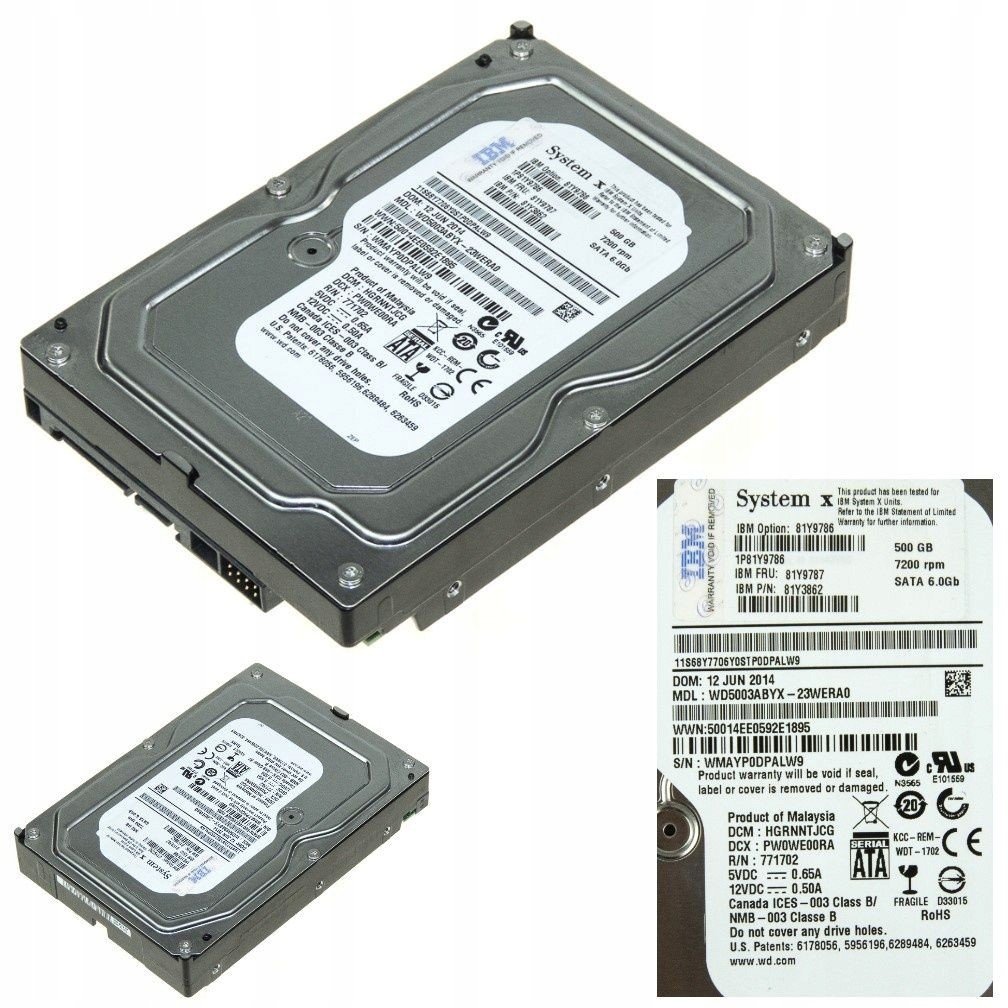 Ibm 81Y9787 500GB Sata III 7.2K Rpm 81Y3862