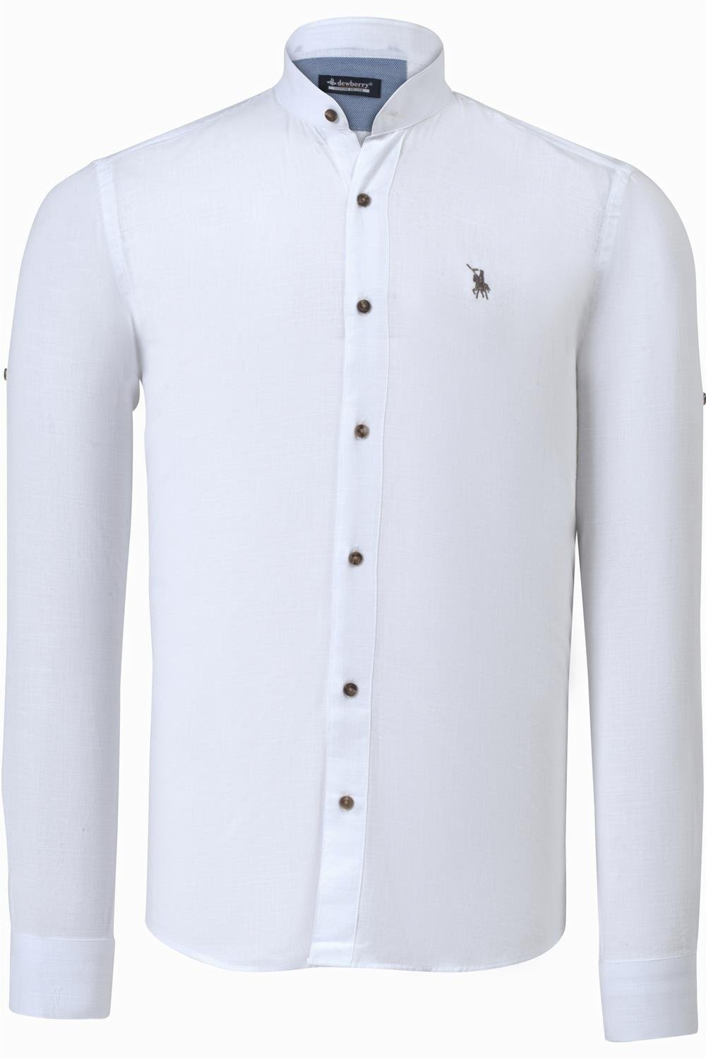 G784 DEWBERRY HAKIM COLLAR MEN'S SHIRT-WHITE