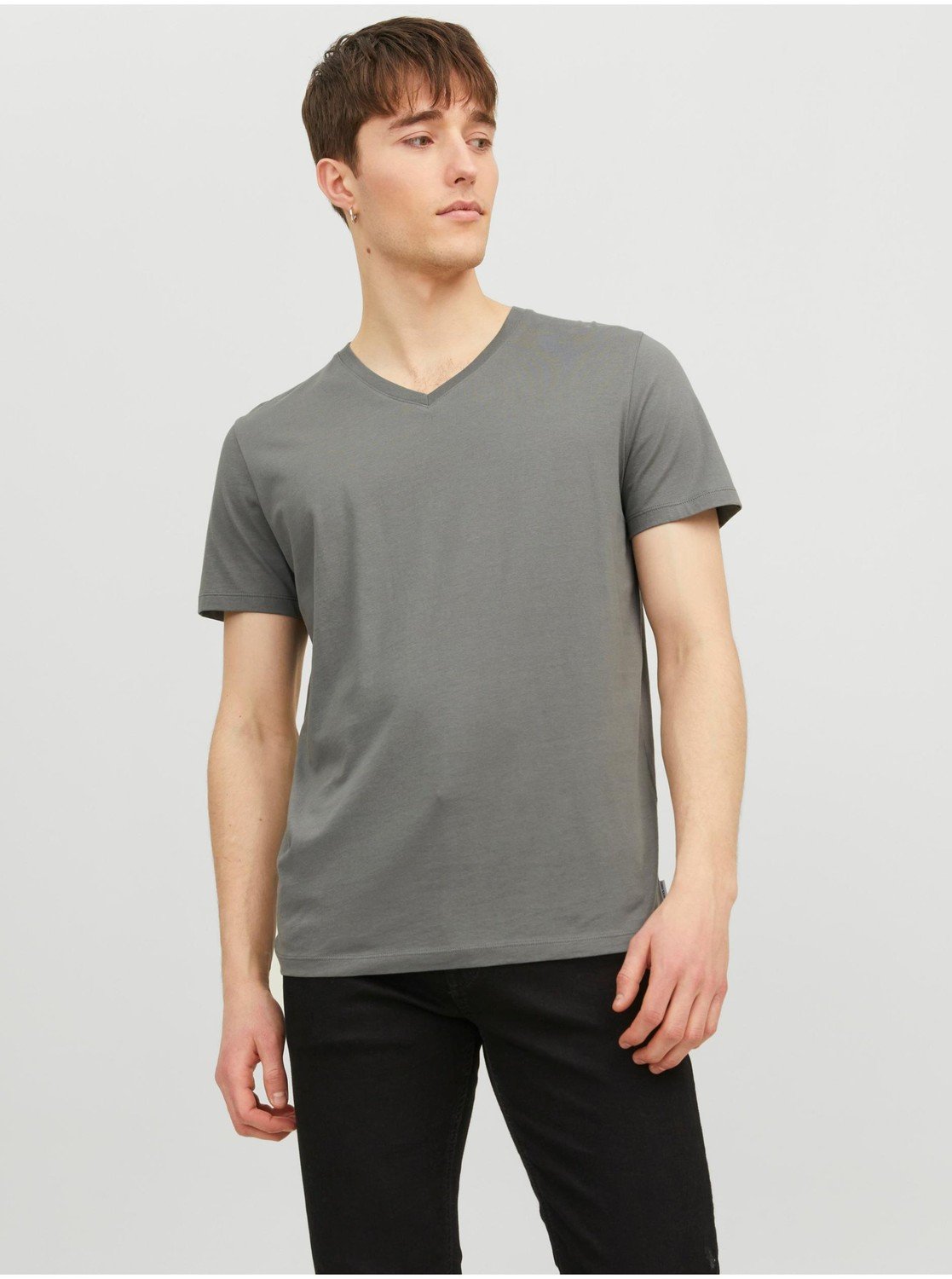 Šedé pánské basic tričko Jack & Jones Organic - Pánské