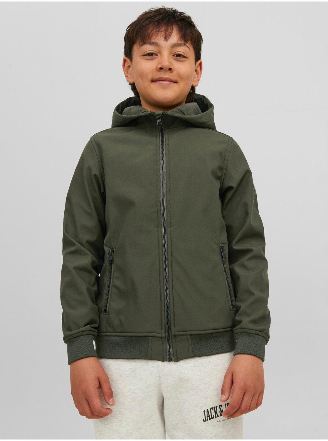 Khaki klučičí softshellová bunda Jack & Jones Basic - Kluci