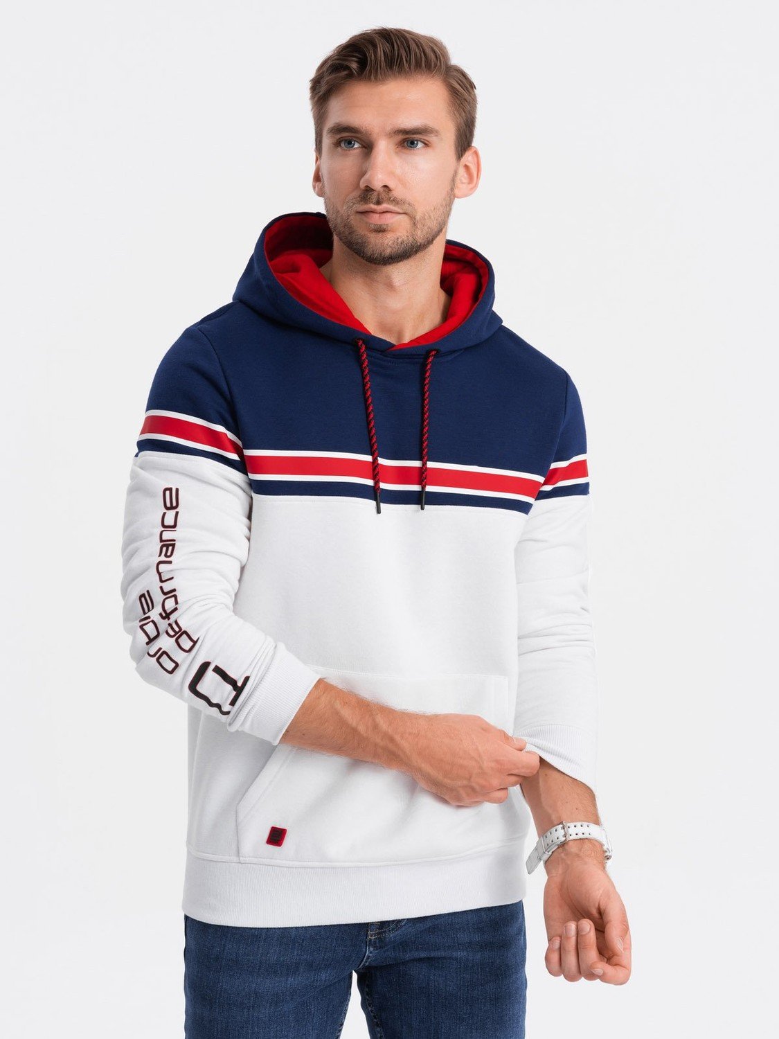 Ombre Men's tri-color hoodie - white