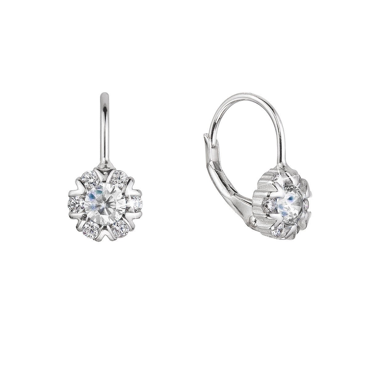 Evolution Group Stříbrné náušnice dětské kulaté se zirkony 11474.1 crystal