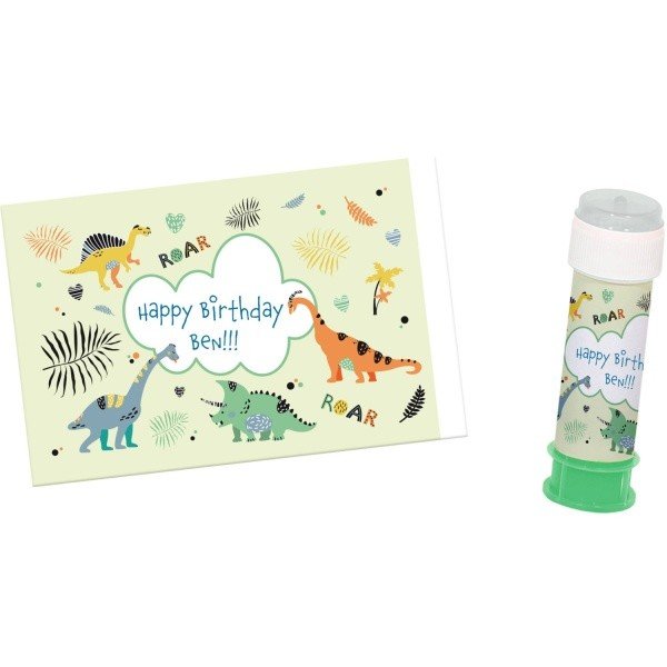 Nálepky na bublifuk pro dopsání jména Dino Roars 6 ks