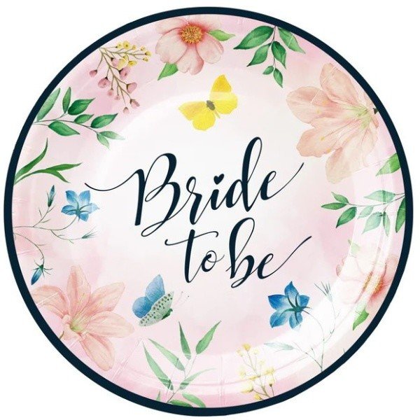 Talířky papírové Bride to be Flowers 18 cm 6 ks