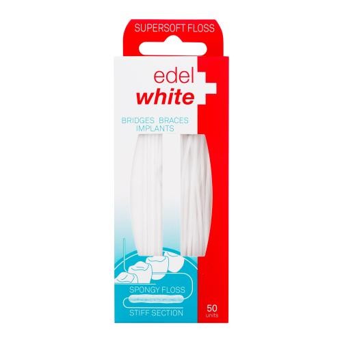 Edel+White Supersoft Floss zubní nit pro čištění můstků, implantátů a rovnátek unisex zubní nit 50 ks