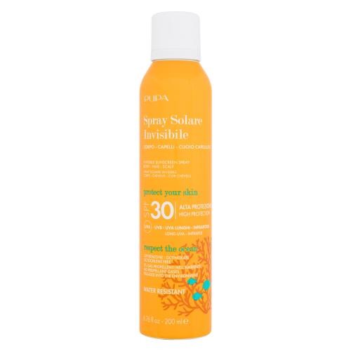 Pupa Invisible Sunscreen Spray SPF30 200 ml voděodolný opalovací sprej na tělo i obličej unisex