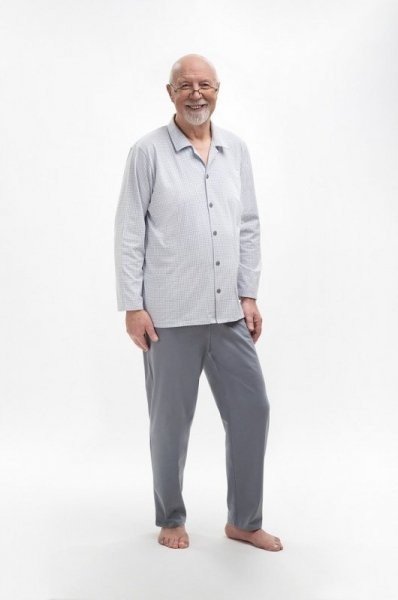 Martel Antoni 403 Rozepínané Pánské pyžamo plus size 3XL Bílo-tmavě modrá