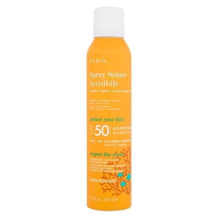 Pupa Invisible Sunscreen Spray SPF50 voděodolný opalovací sprej na tělo i obličej 200 ml