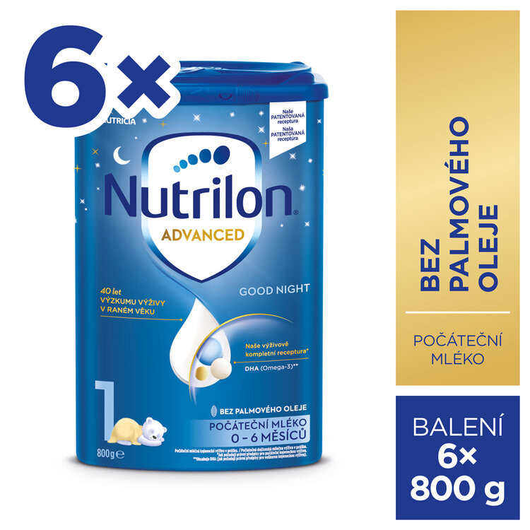 Nutrilon 1 Advanced Good Sleep počáteční kojenecké mléko 6x 800 g, 0+ - rozbaleno
