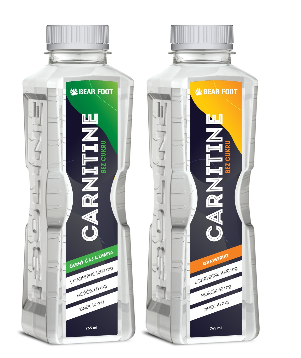 Bear Foot Carnitine 1000 mg Zero Sugar 765 ml, sportovní nápoj s l-karnitinem bez cukru, Čaj - Limetka
