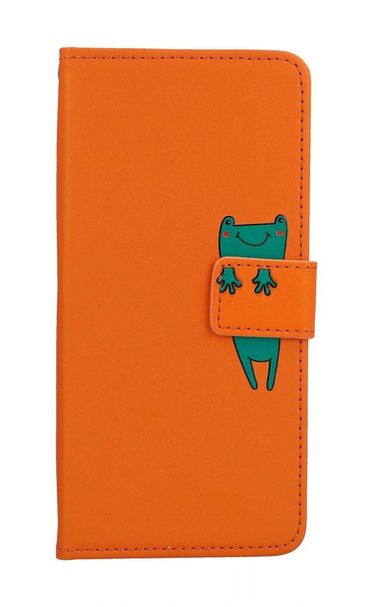 Pouzdro TopQ Xiaomi Redmi Note 12 Pro+ 5G knížkové oranžové s žabkou 96546