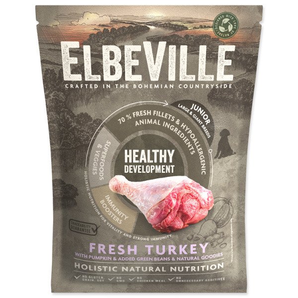 ELBEVILLE Puppy and Junior Large Fresh Turkey Healthy Development vzorek 100g