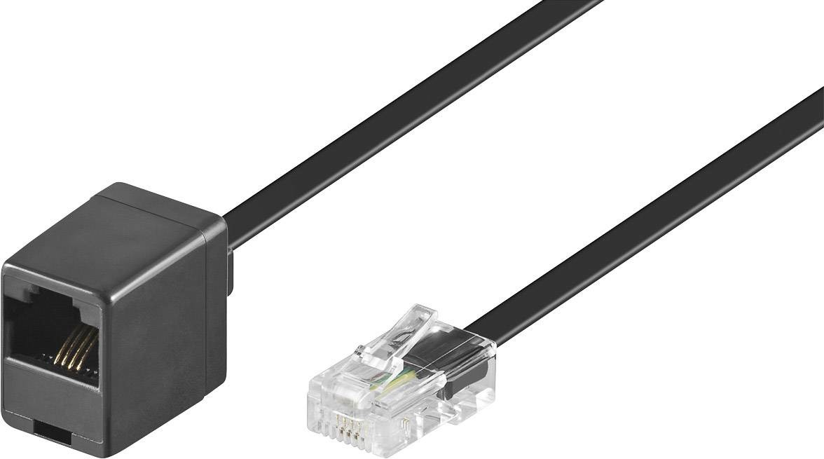 Basetech ISDN prodlužovací kabel [1x RJ45 zástrčka 8p4c - 1x RJ45 zásuvka 8p8c] 10.00 m černá