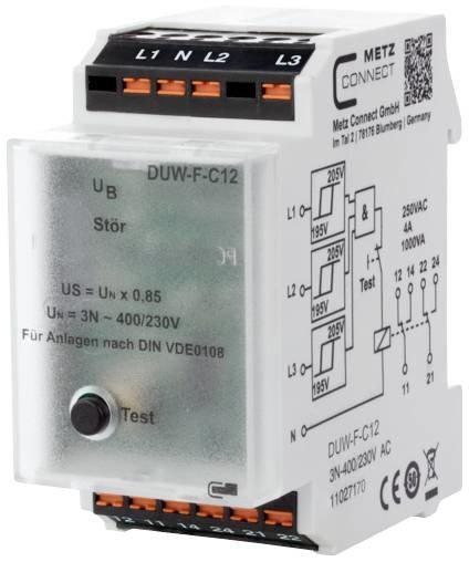 monitorovací relé 230 V/AC (max) 2 přepínací kontakty Metz Connect 11027170 1 ks