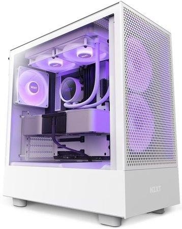 NZXT skříň H5 Flow RGB edition / 2x120 mm fan / USB 3.0 / USB-C 3.1 / RGB / průhledná bočnice / mesh panel / bílá, CC-H51FW-R1