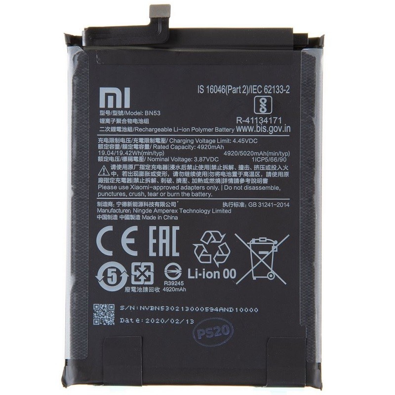 Baterie Xiaomi BN53 Redmi Note 9 PRO MAX, Note 10 PRO, Note 10 PRO MAX 5020mAh Original (volně)