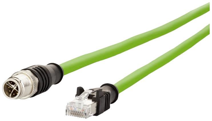 Metz Connect 142M2X15100 M 12 síťové kabely, propojovací kabely CAT 6A S/FTP 10 m zelená krytí PUR, odolné proti kyselinám, odolné proti ozonu, odolné proti UV