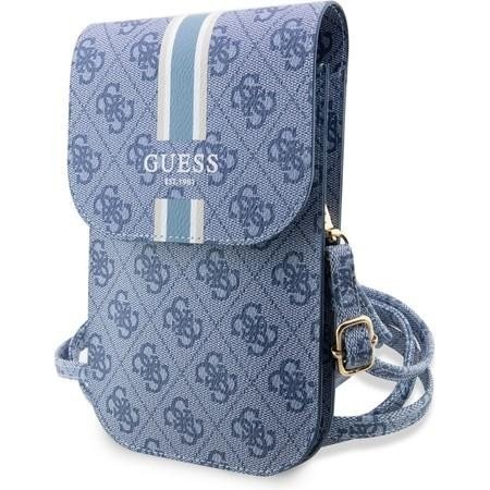 Guess PU 4G Printed Stripes Phone Bag modrý
