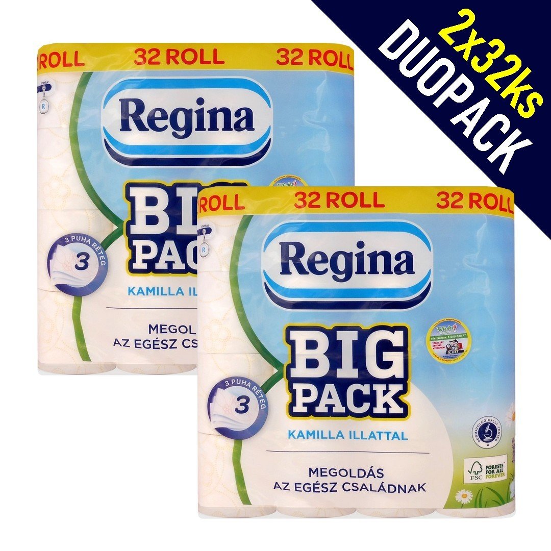 Regina (Madarsko) REGINA BIG PACK KAMILLA Toaletní papír třívrstvý DUOPACK 64rolí (2 x 32rolí)
