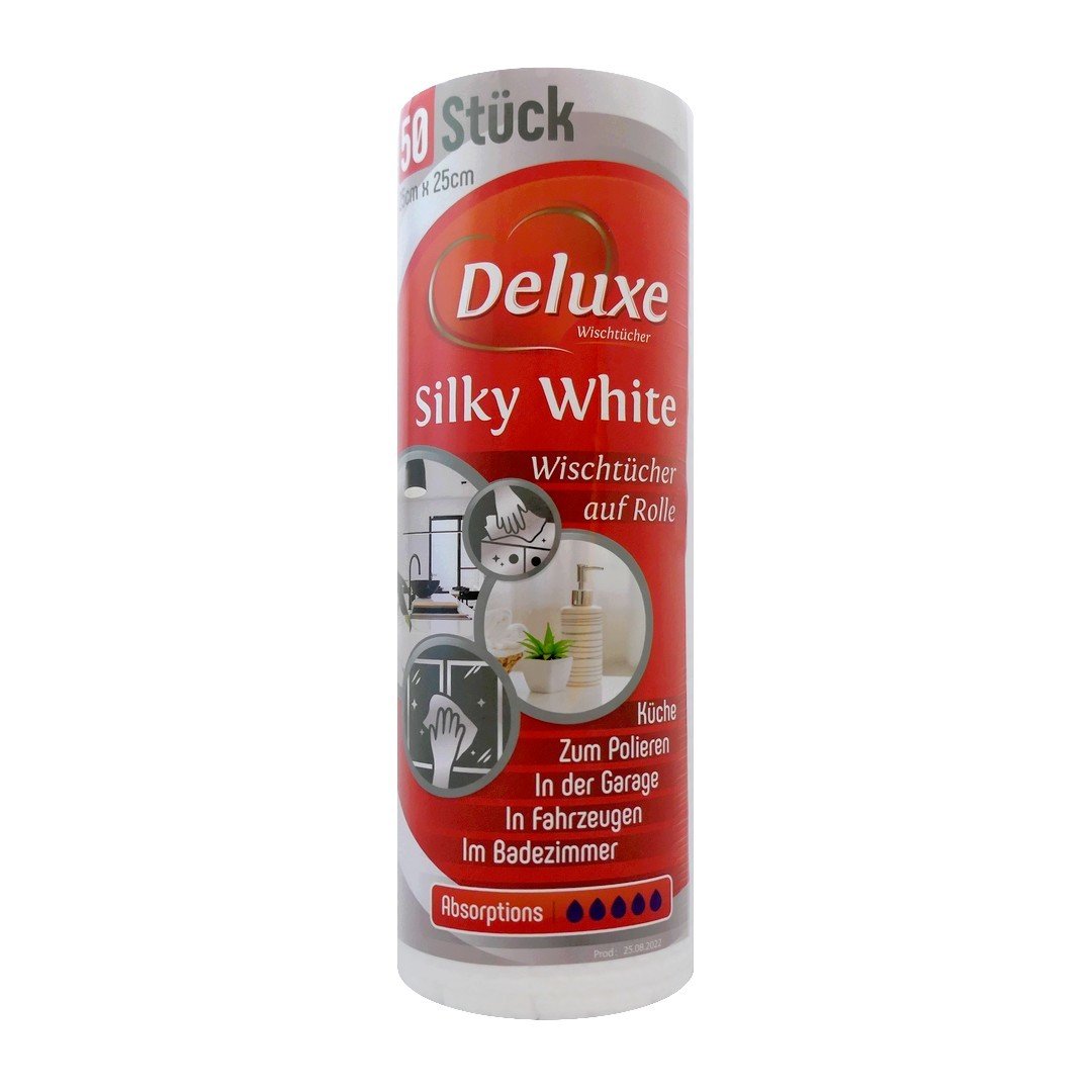 Deluxe (Německo) DELUXE SILKY WHITE Vícekrát použitelné kuchyňské utěrky 50ks 1role