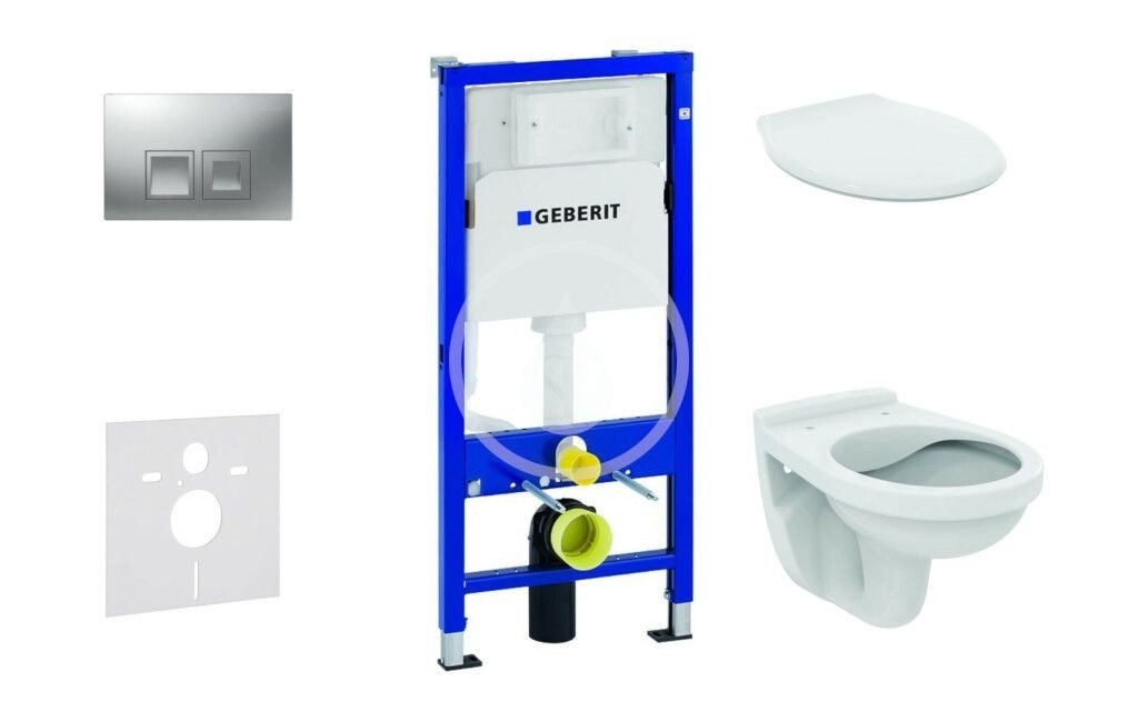 GEBERIT Duofix Set předstěnové instalace, klozet Alpha se sedátkem, tlačítko Delta50, matný chrom 458.103.00.1 NR6