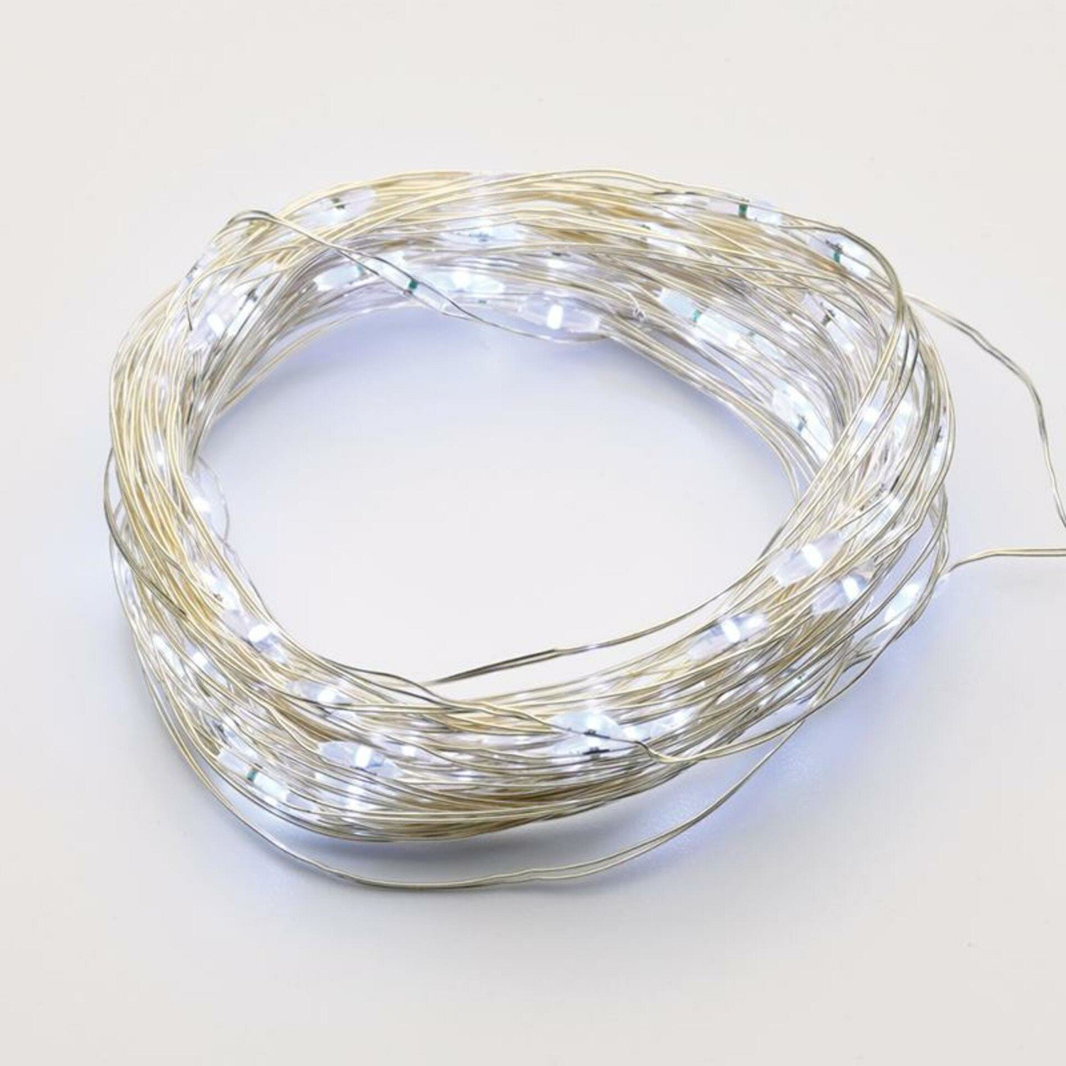 ACA Lighting 20 LED dekorační řetěz CW stříbrný měďený kabel na baterie 2xCR2032 IP44 2m+10cm 1.2W X0120216