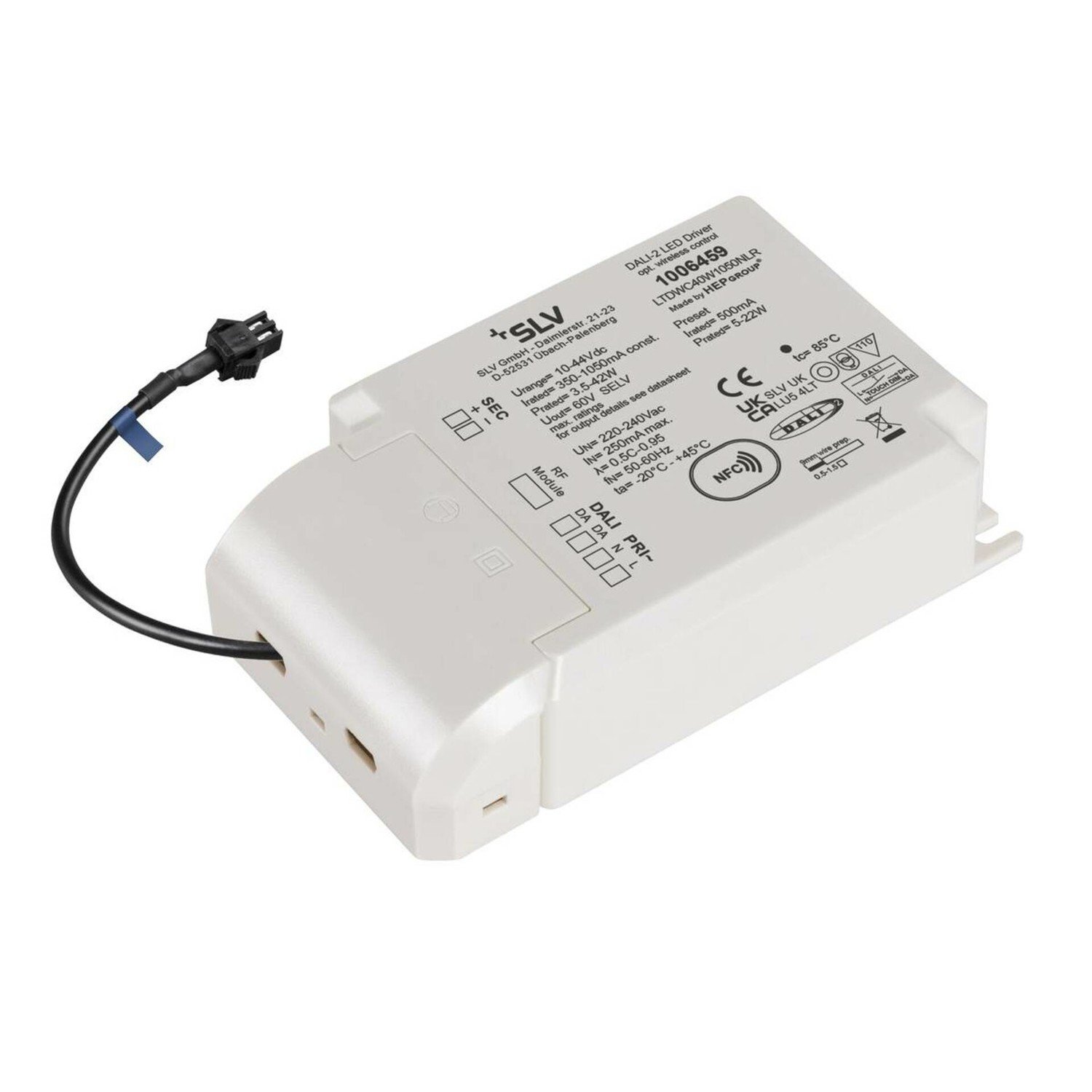 BIG WHITE (SLV) Můstkový LED driver 42 W, 500 mA pro NUMINOS®, včetně radiofrekvenčního rozhraní pro modul RF, DALI 1006459