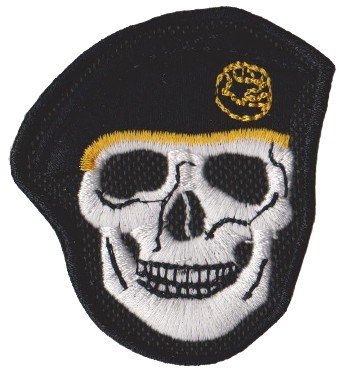 Nášivka lebka - černý baret D-38
