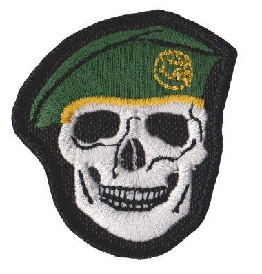 Nášivka lebka - zelený baret D-37