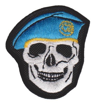 Nášivka lebka - světle modrý baret D-35