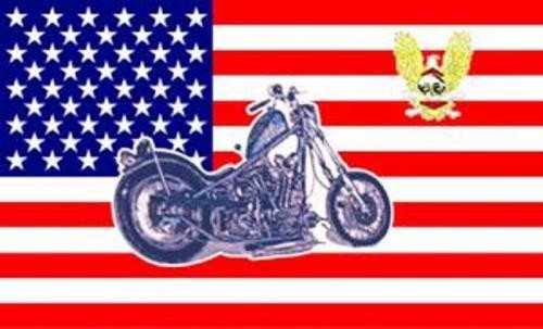 Vlajka USA s motorkou (chopper) 90x150cm č.77