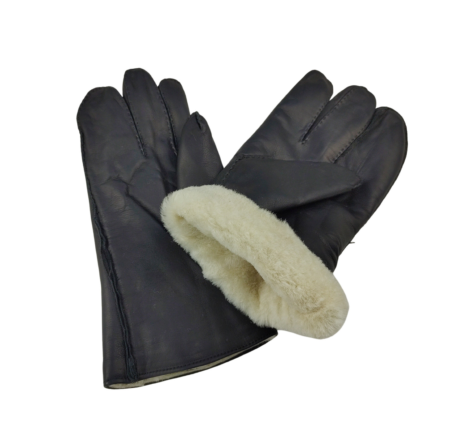 Rukavice kožené čtyřprsté zimní s kožešinou černé Velikost: 3. (25-28cm)