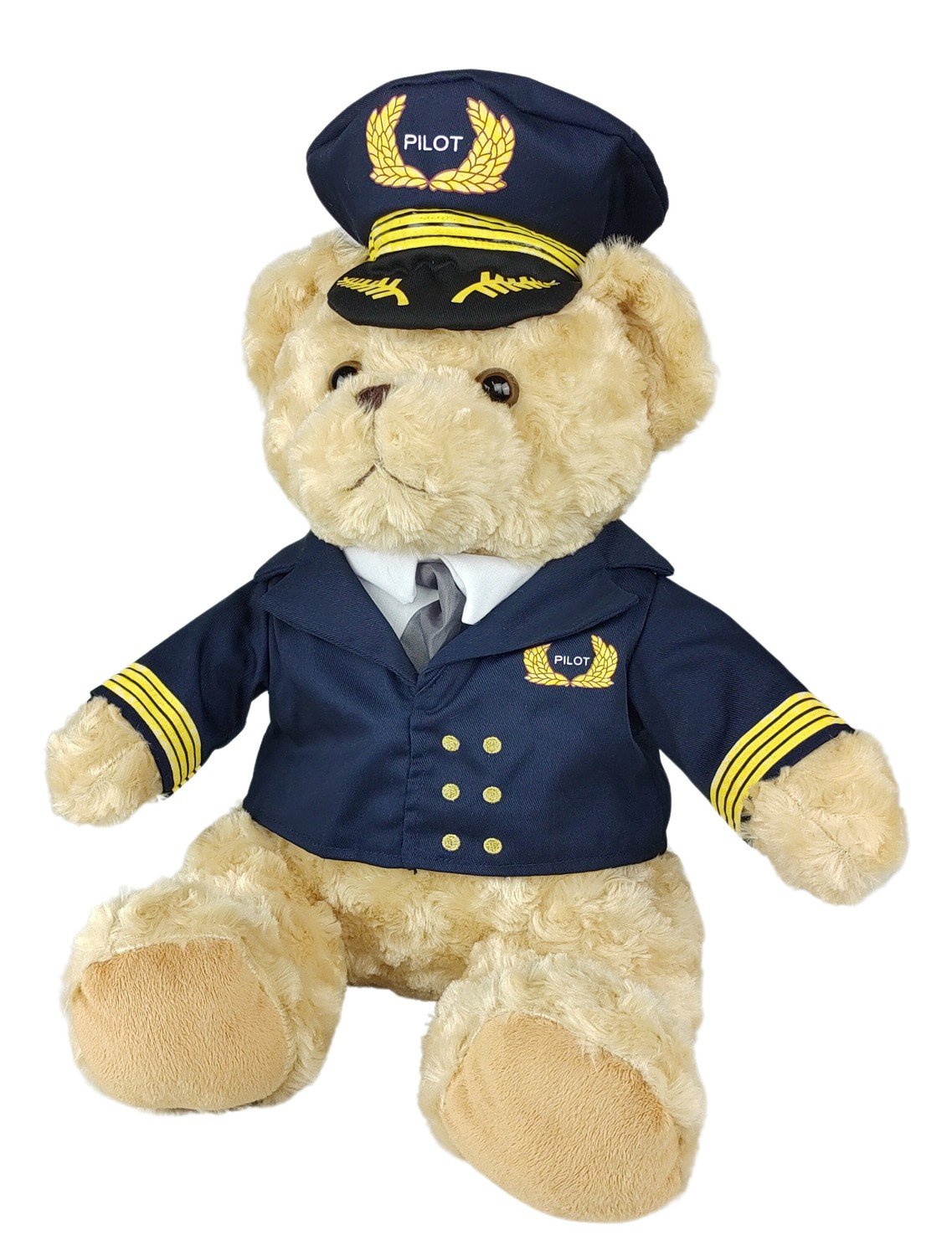 Medvěd pilot s čepicí sedící plyšová hračka 39cm Sunny Toys