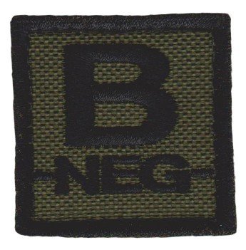 Označení krevní skupiny B- velcro suchý zip 4x4 bojová B-44