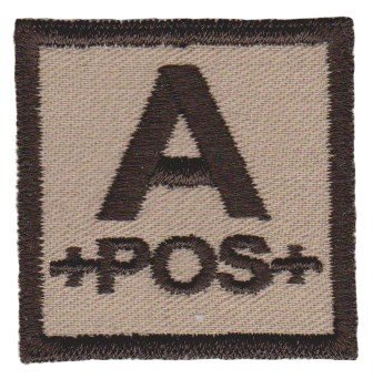 Označení krevní skupiny A+ velcro suchý zip 4x4 pouštní desert B-49