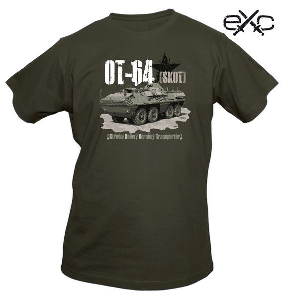 Triko s krátkým rukávem a potiskem Obrněný transportér OT-64 SKOT khaki EXC® Velikost: S
