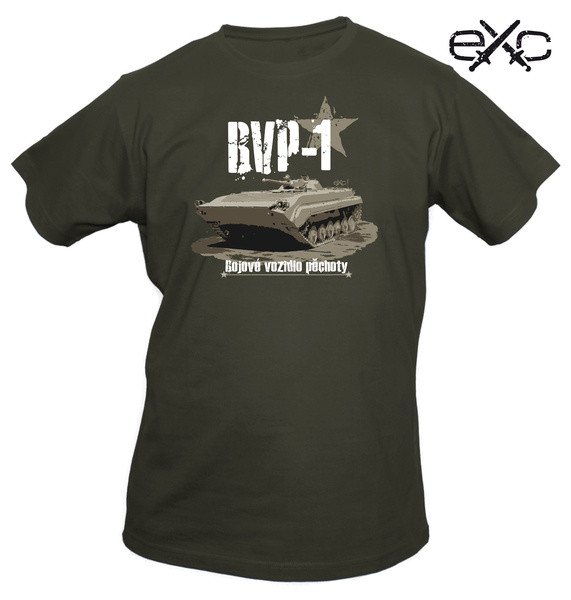 Triko s krátkým rukávem a potiskem Bojové vozidlo pěchoty BVP-1 khaki EXC® Velikost: M
