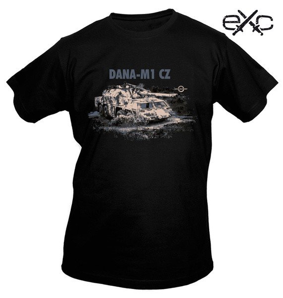 Triko s krátkým rukávem a potiskem Samohybná kanónová houfnice DANA-M1 CZ černé EXC® Velikost: XS